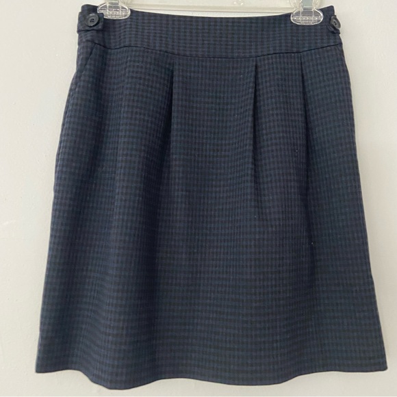 Halogen Navy Blue and Black Checked Pleated A-Line Skirt - Picture 1 of 9